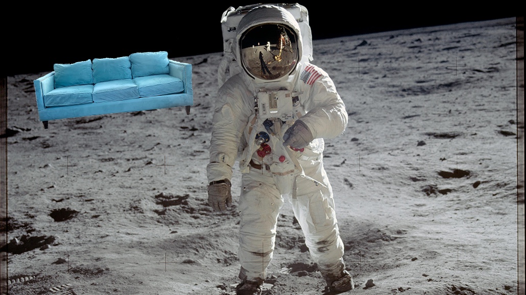 street couch on the moon with buzz aldrin